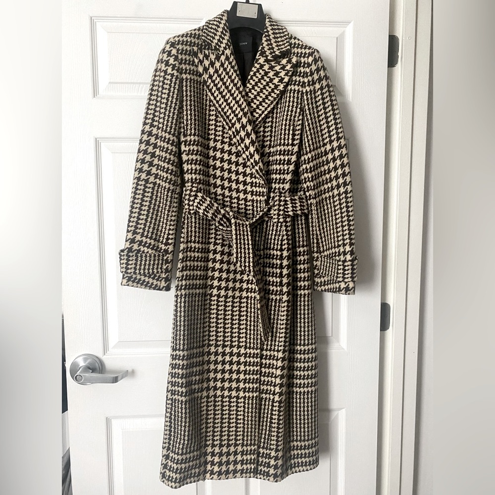 J. Crew Wool Trench Houndstooth coat - size 8/10